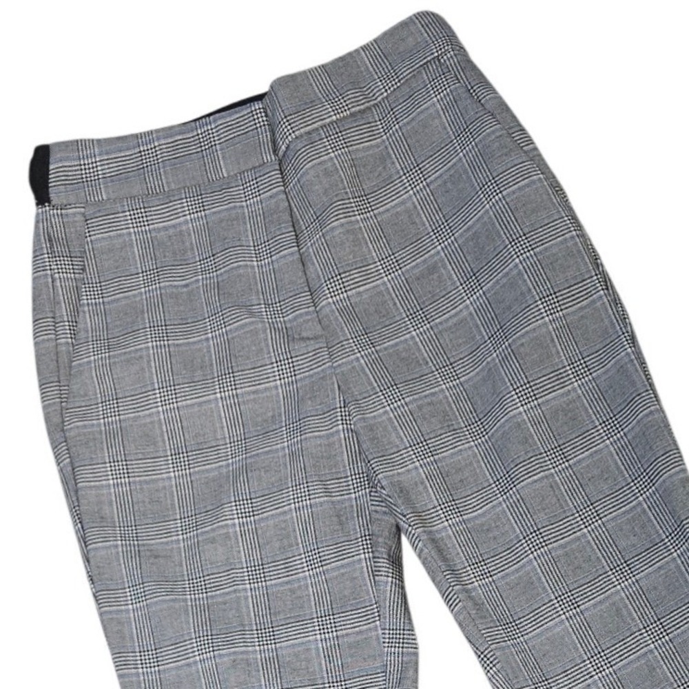 Zara Grey Glen Plaid Slim Fit Cropped Trousers Pants Size S Small